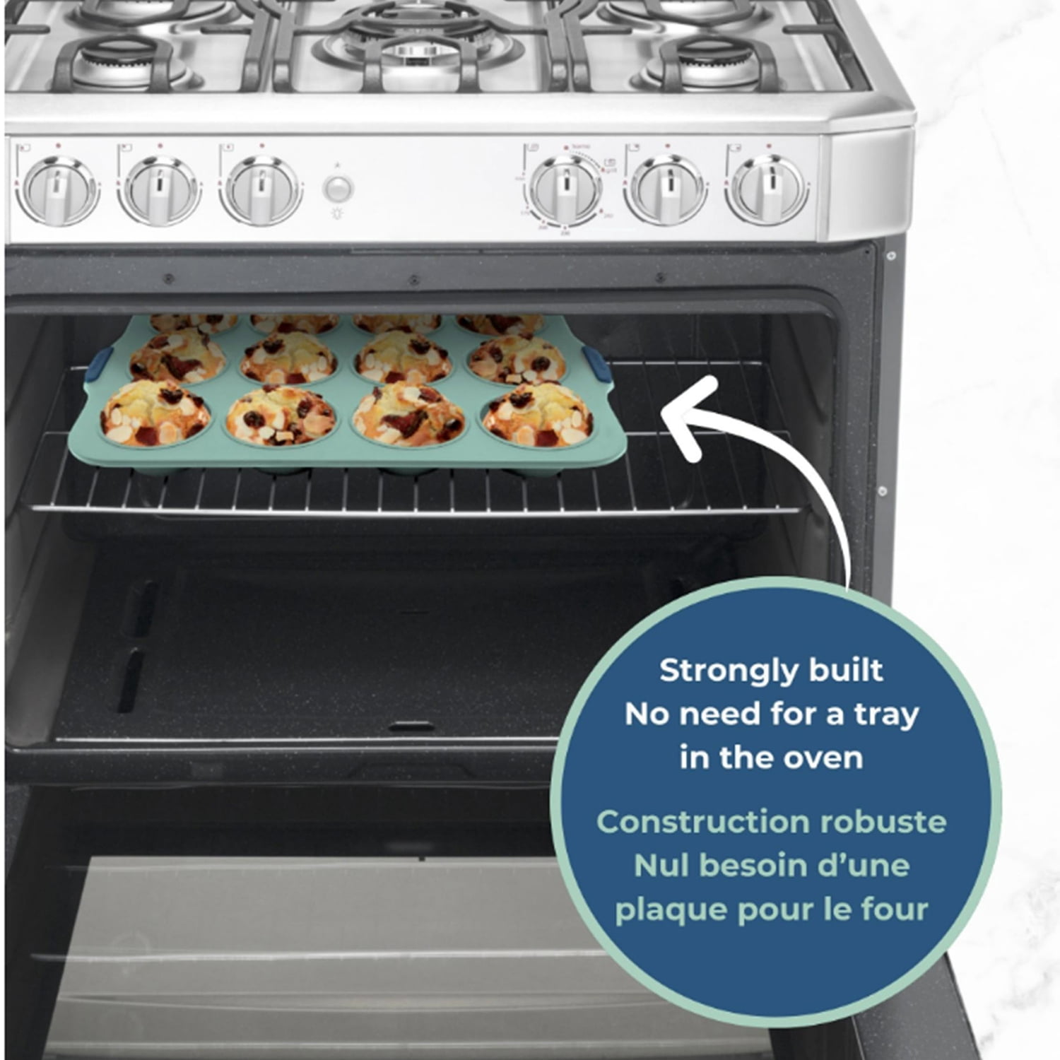 Starfrit 24-Cup Silicone Mini Muffin Pan , 1.75 in Diameter Cups with Integrated Metal Frame