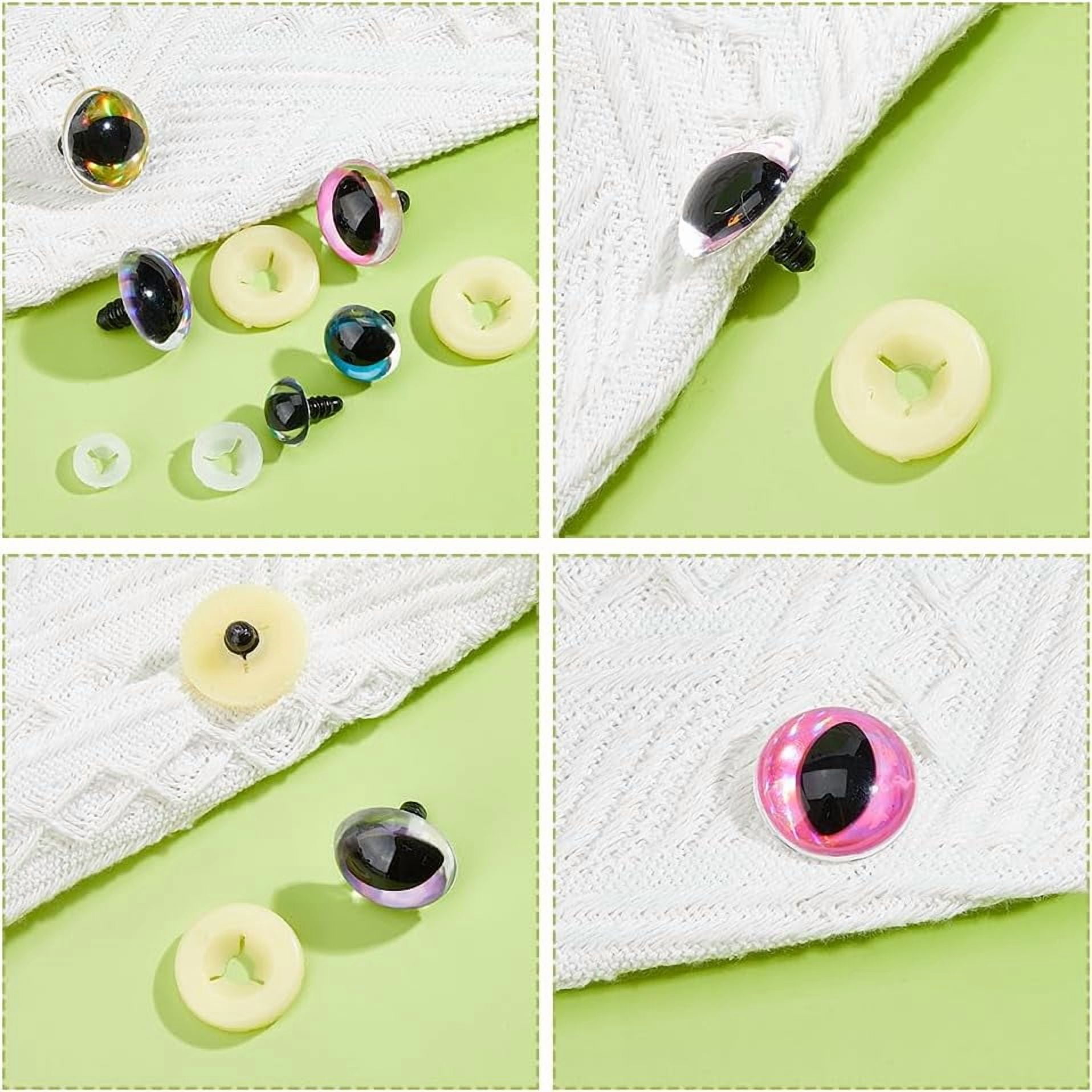 48Pcs 3 Sizes 15/18/24mm Plastic Safety Eyes Stuffed Animal Eyes for Crochet Craft Eyes with Washers for DIY Crafts Stuffed Animals Puppet Plush Dolls Making Accessories Colorful DIY
