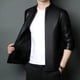 thumbnail image 5 of Chaqueta de cuero genuino para hombre, con cuello alto, de lujo, para otoño e invierno, además de abrigo sencillo y cálido de terciopelo, 5 of 5