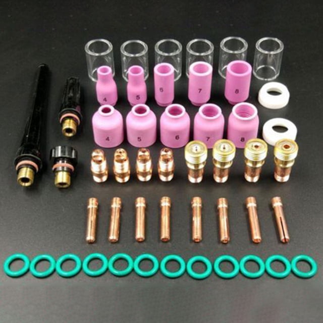 49pcs Easy Use Welding Torch Kit Practical Accessories Gas Lens+#10 Pyrex Glass Cup For WP TIG 17/18/26