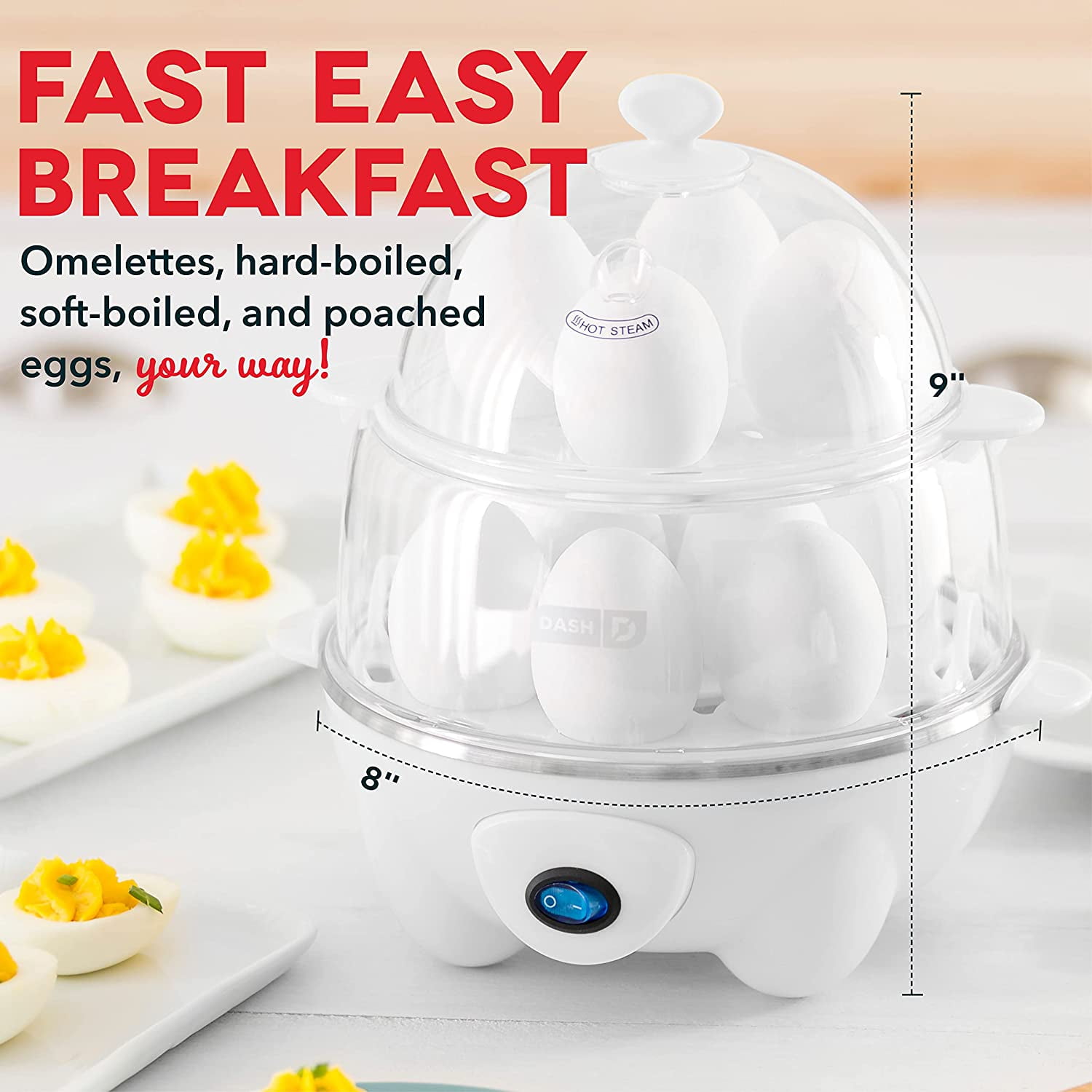 Dash Deluxe Rapid Egg Cooker: Electric, 12 Capacity for Hard Boiled, P -  Jolinne