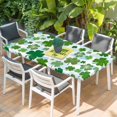 thumbnail image 2 of St. Patrick's Day Table Cloths for 4 Foot Rectangle Tables, Spring Lucky Green Shamrock Cloud Blue Patio Waterproof Elastic Fitted Tablecloths, Washable Rectangular Table Cover for Camping, 2 of 8