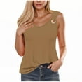thumbnail image 3 of yoeyez Tank Tops for Women Dressy, Women's Casual Summer V Neck Sleeveless Camisole Ring Straps Loose Fit Workout Basic Shirts Khaki,XXL, 3 of 5