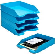 Stackable Letter Tray, Plastic Desk Organizer, Blue, 10" x 13.5" x 2.5"