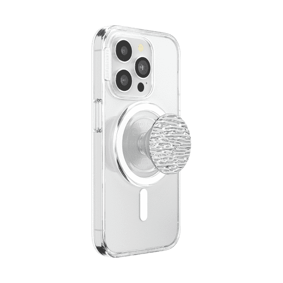 PopSockets Phone Grip for MagSafe, Magnetic Holder, Phone Stand, Silver - Fata Morgana Chrome