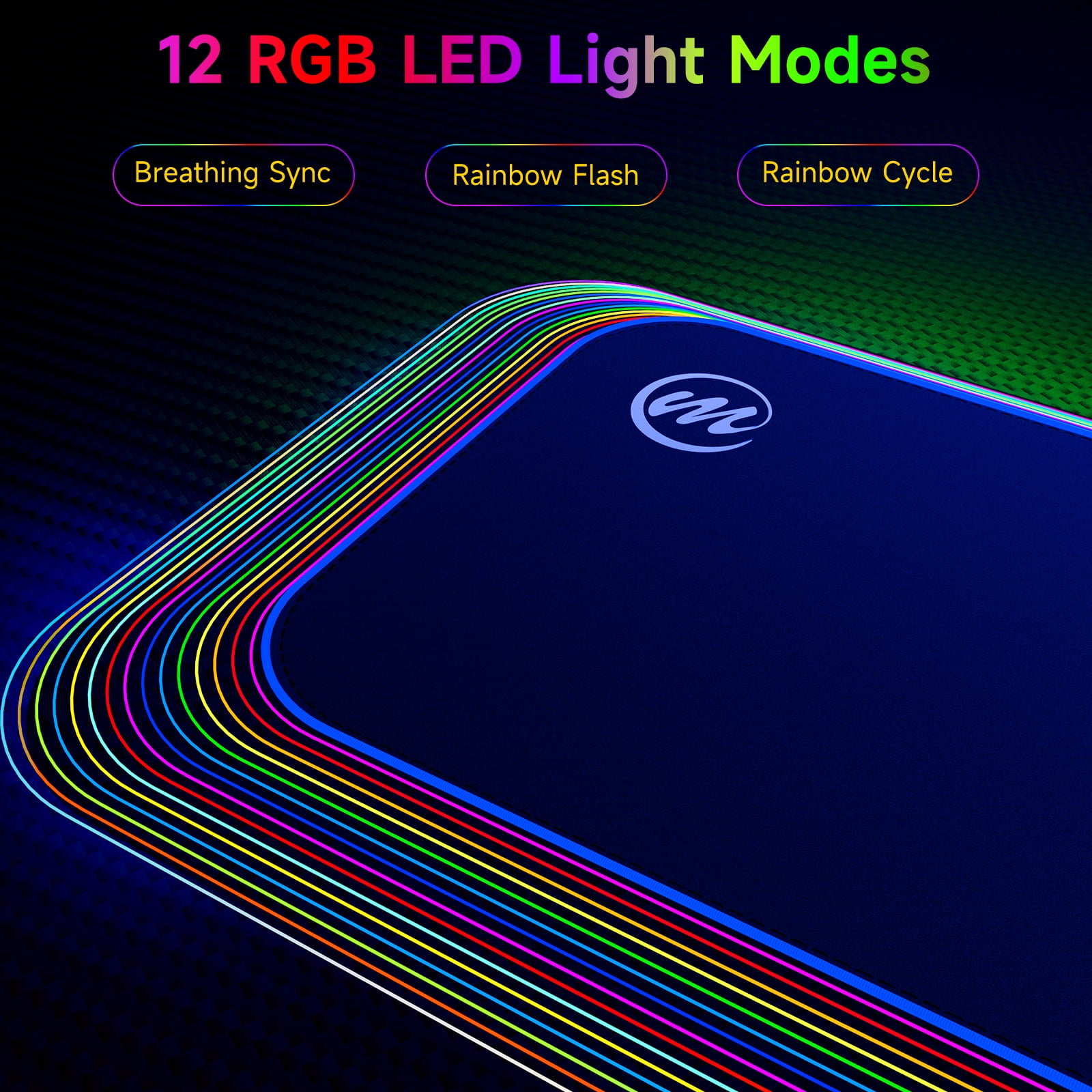 memzuoix LED Mouse pad 31.5×11.8 Inch, Large RGB Glow Gaming Mouse Pad for Computer, 12 Cool Lighting Modes, Anti-Slip Base, Waterproof, Stain Resistant, Desk Mouse pad for Wireless mouse, Black