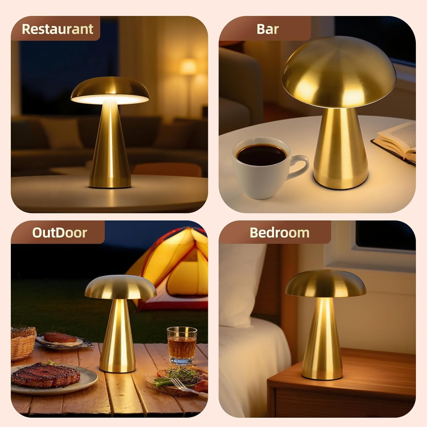 Portable LED Desk Lamp, Rechargeable Battery, 3-Color Touch Control, Cordless Table Lamp with Stepless Dimming, Modern Bedside Lamp for Bedroom, Living Room, and Dining Room