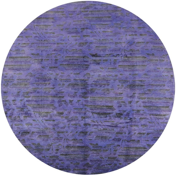 Ahgly Company Machine Washable Indoor Round Industrial Modern Light Purple Area Rugs, 3' Round