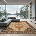thumbnail image 2 of ODIKA 8'x10' Washable Area Rug Navy Rust and Geometric Medallion Intricate Floral Border with Vintage Charm for King Size Bedroom Under Bed, Master Suite, Non-Shedding, Easy Care, 2 of 7