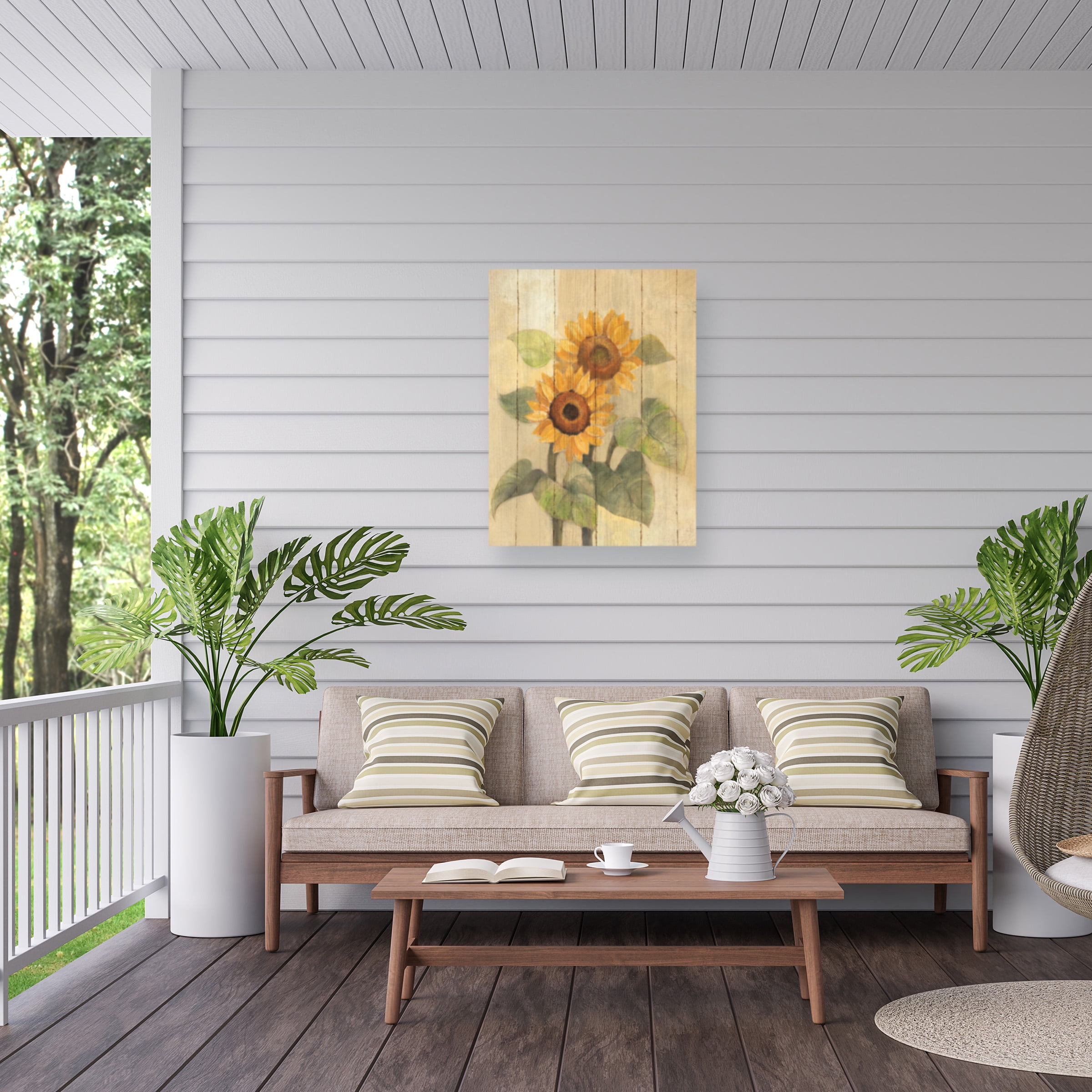 Albena Hristova 'Summer Sunflowers I On Barn Board' Outdoor Canvas 24x22