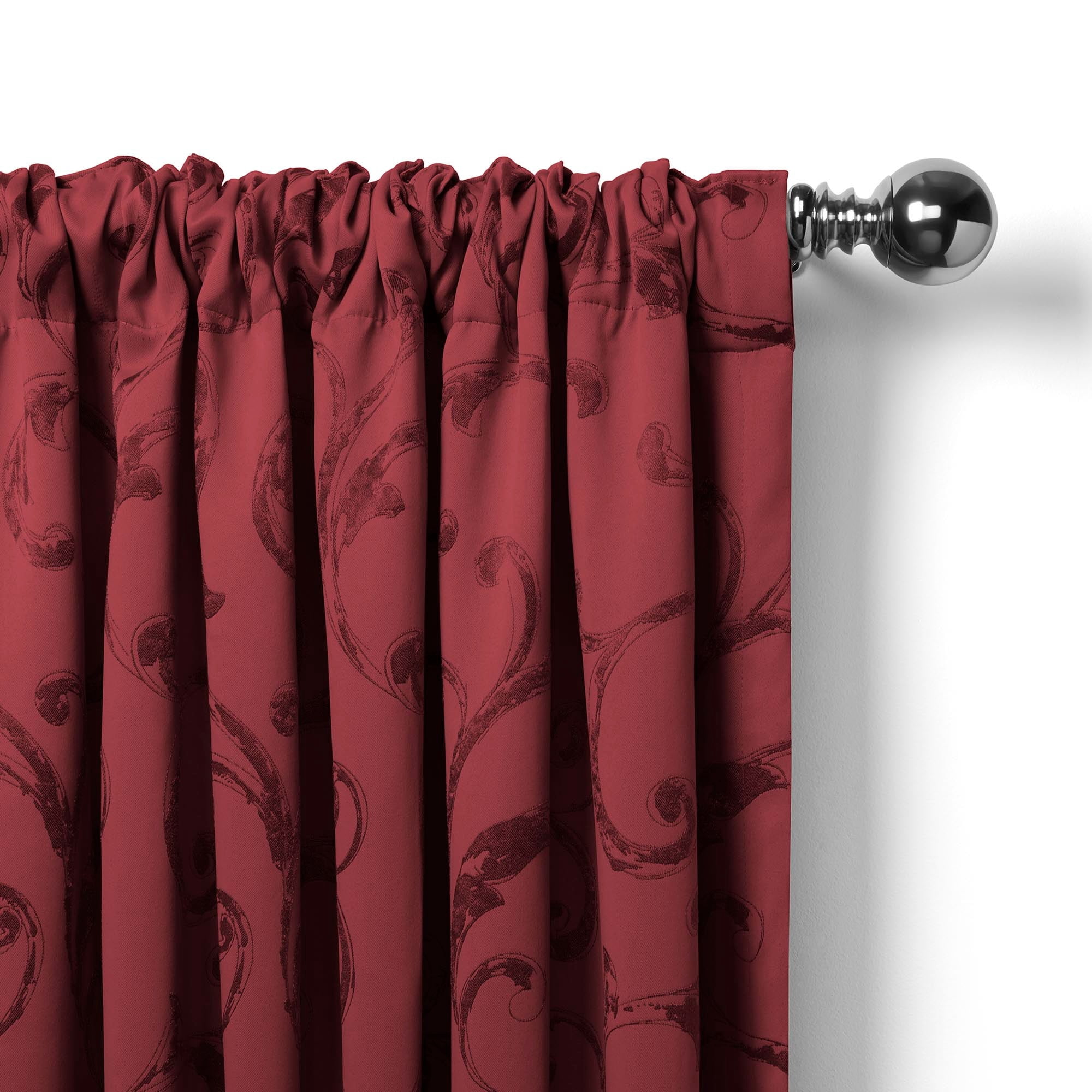 Elrene Home Fashions Mia Beaded Scallop Valance, Rouge, 52" x 19"