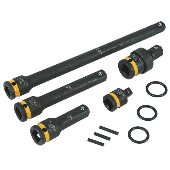 Klutch 1/2in. Drive Impact Chromium Molybdenum Steel Extenders, Adapters   Universal Joint, 5 Pcs.