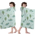 thumbnail image 4 of LightBlue Cartoon Dinosaurs Trees Pattern Hooded Bath Towel，60"x35" for Ages 3 To 12 Kids, Quick Dry Lightweight Soft Microfiber Hood Beach Towel Cover Up for Kids, 4 of 7