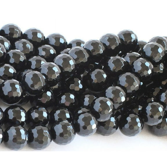 10mm Grade A Black Onyx Faceted Round Beads Genuine Gemstone Natural Jewelry Making