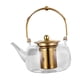thumbnail image 3 of Tetera de vidrio para estufa, estufas de té hervido transparente de 1L con infusor extraíble para barbacoa, restaurante, regalos del Día de San Dorado, 3 of 8