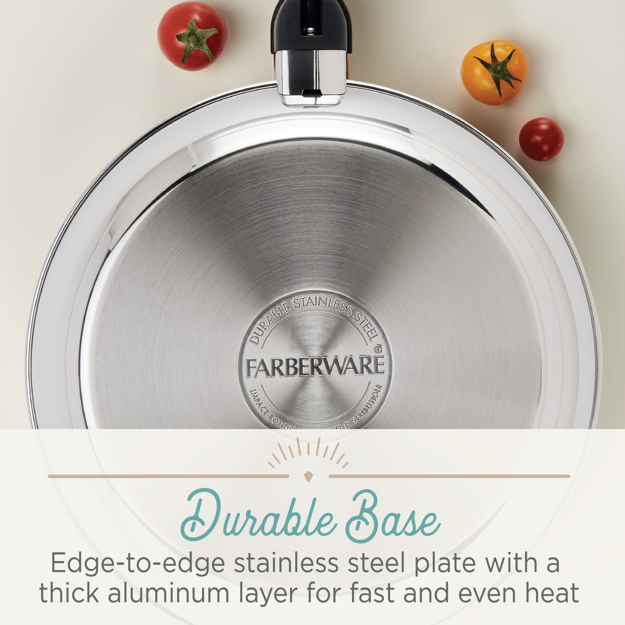 Farberware Classic Traditions 12.5" Stainless Steel Frying Pan with Lid, Silver