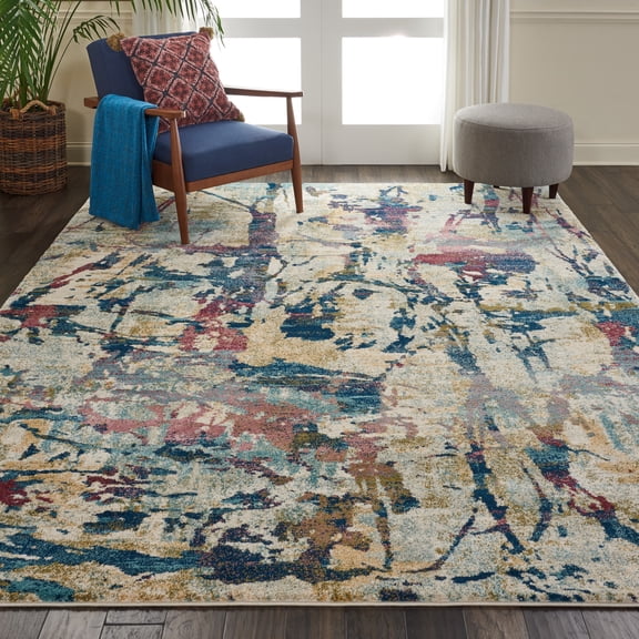 Nourison Fusion Abstract Cream/Multicolor 9'6" x 13' Area Rug, (10x13)