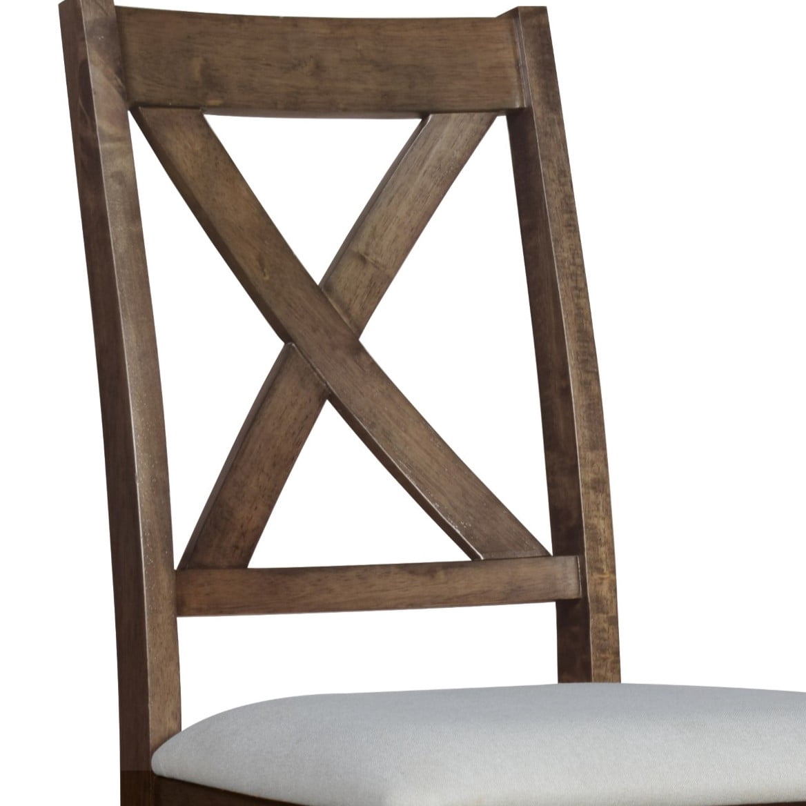 Home Design Oden Dining Chair (Set of 4), Brown/Gray, X-back design, Padded seat, Upholstered in soft gray fabric, Comfortable seating, Rustic-modern style