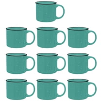 Ceramic Campfire Mug 13 oz. Set of 10, Bulk Pack - Speckled Camping Tea Cups - Mint