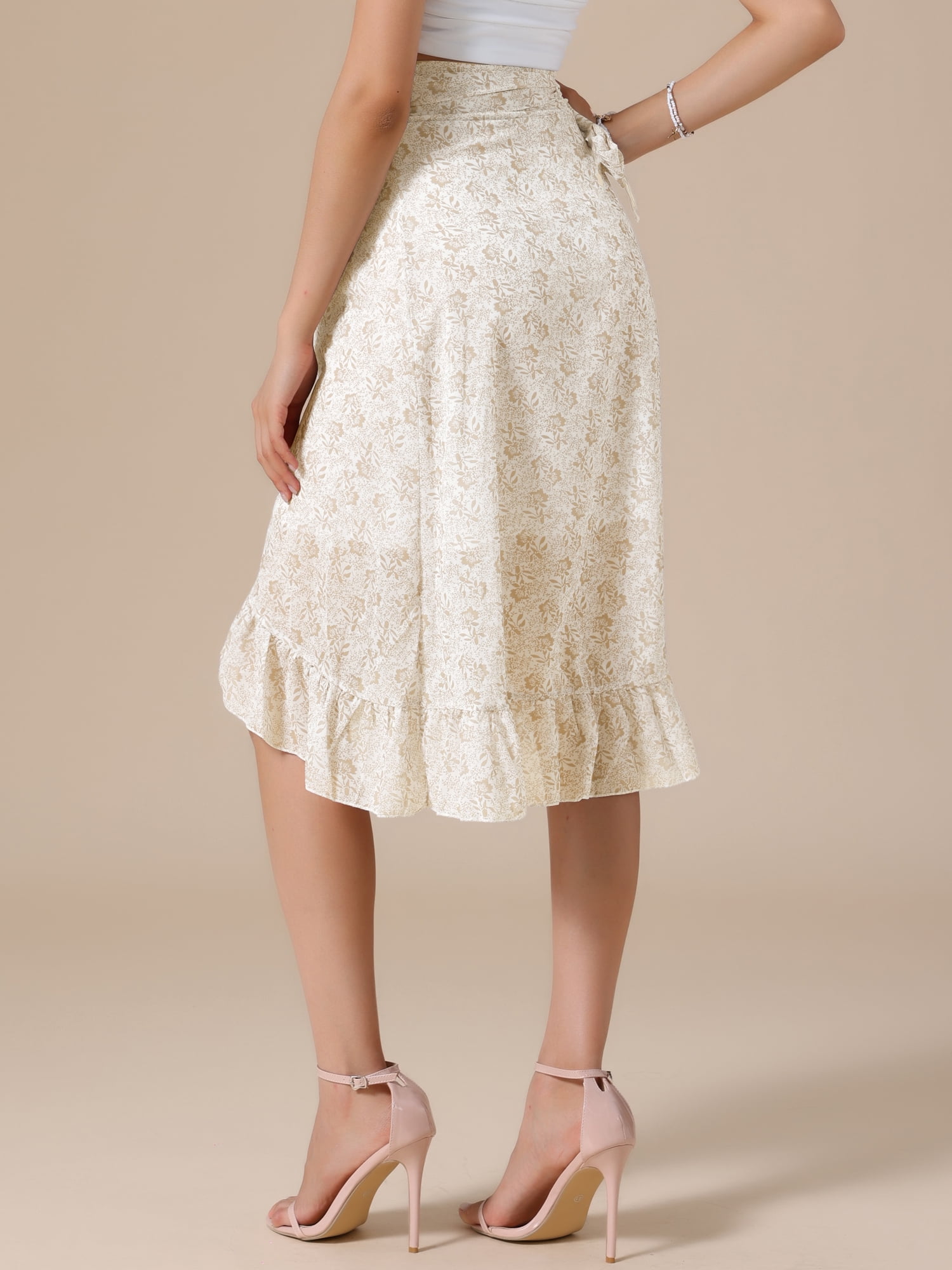 DARING DIVA Women's Hem Beach Ruffle Skirts Large Yellow