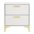 thumbnail image 2 of Lif 25 Inch Modern 2 Drawer Nightstand Gold Metal Accents Pure White, 2 of 6