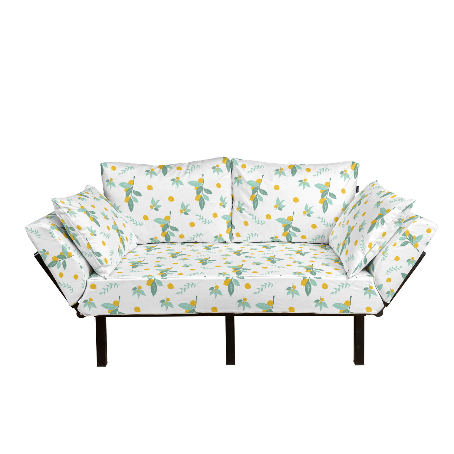 Double Leaf Green Tulip Flower and Simplistic Illustration Ambesonne Kangaroo Futon Couch Almond Green Camel Taupe Daybed with Metal Frame Upholstered Sofa for Living Dorm Loveseat 