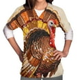 thumbnail image 3 of Feancey Scrubs Shirts for Women with Pockets Thanksgiving Funny Turkey Print Scrub Tops Nurse Short Sleeve V Neck Working T-Shirts Holiday Casual Loose Blouse Multicolor L, 3 of 7