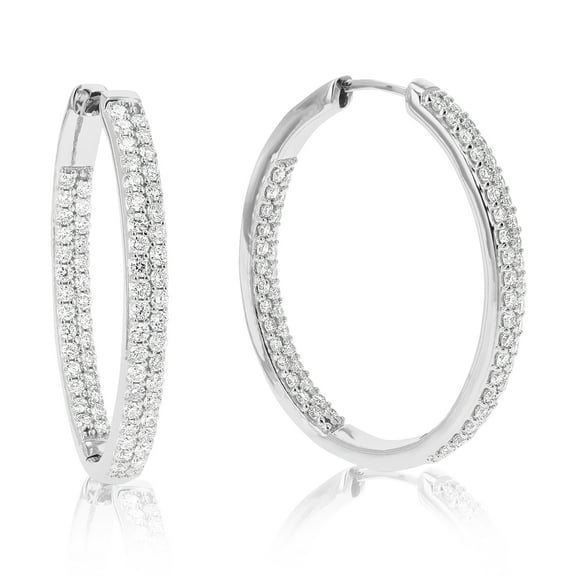 Vir Jewels 1 CTTW Lab Grown Diamond Hoops Earrings in Sterling Silver With Hidden Post For Women