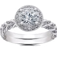 thumbnail image 1 of 1 ct Lab Grown Diamond McKenna Halo Engagement Ring & Matching Band 14k Gold, 1 of 3