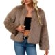thumbnail image 2 of Chaqueta de abrigo cálida para mujer, de invierno, lisa, con cuello redondo, 2 of 7