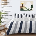 thumbnail image 3 of 3 Piece Navy Blue Gray Striped Duvet Cover Set Twin Size, Microfiber Comforter/Quilt Cover with Corner Ties and 2 Pillowcases, Farmhouse Stripe Art All Season Soft Bedding with Zipper Closure, 3 of 8