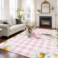 thumbnail image 3 of Blue Easter Bunny Area Rug 5x8 Washable Rug Non Slip Spring Daisy Modern Pink Buffalo Plaid Large Area Rug Soft Stainresistant Indoor Floor Carpet for Living Room Bedroom Home Office Dining Room, 3 of 8