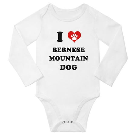 

I Heart Bernese Mountain Dog Cute Baby Long Jumpsuits Newborn Clothes (White 18-24 Months)
