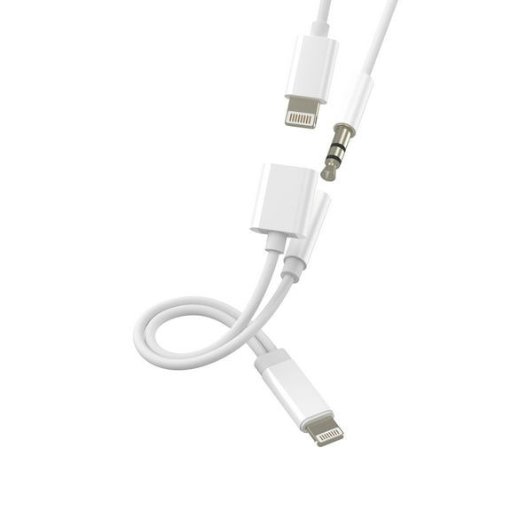 Lightning to 3.5mm Headphone Jack Adapter Audio Cable Charger Dongle(2in1)for Apple MFi Certified for iPhone 14 13 Pro Max for iPad Tablet Car Aux Connector Lighting Wired Earphone Charge Accessories