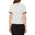 thumbnail image 3 of Allegra K Women's Polka Dots Turn Down Collar Contrast Tie Neck Short Sleeve Blouse Top, 3 of 6