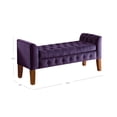 thumbnail image 2 of HomePop Velvet Tufted Storage Bench and Settee, 50"W x 18"D x 23"H, Purple, 2 of 11