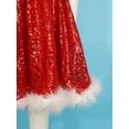 thumbnail image 6 of renvena Girls Christmas Party Costume 2 Piece Outfits Sequins A Line Dress with Candy Cane Striped Short Coat Red 16, 6 of 7
