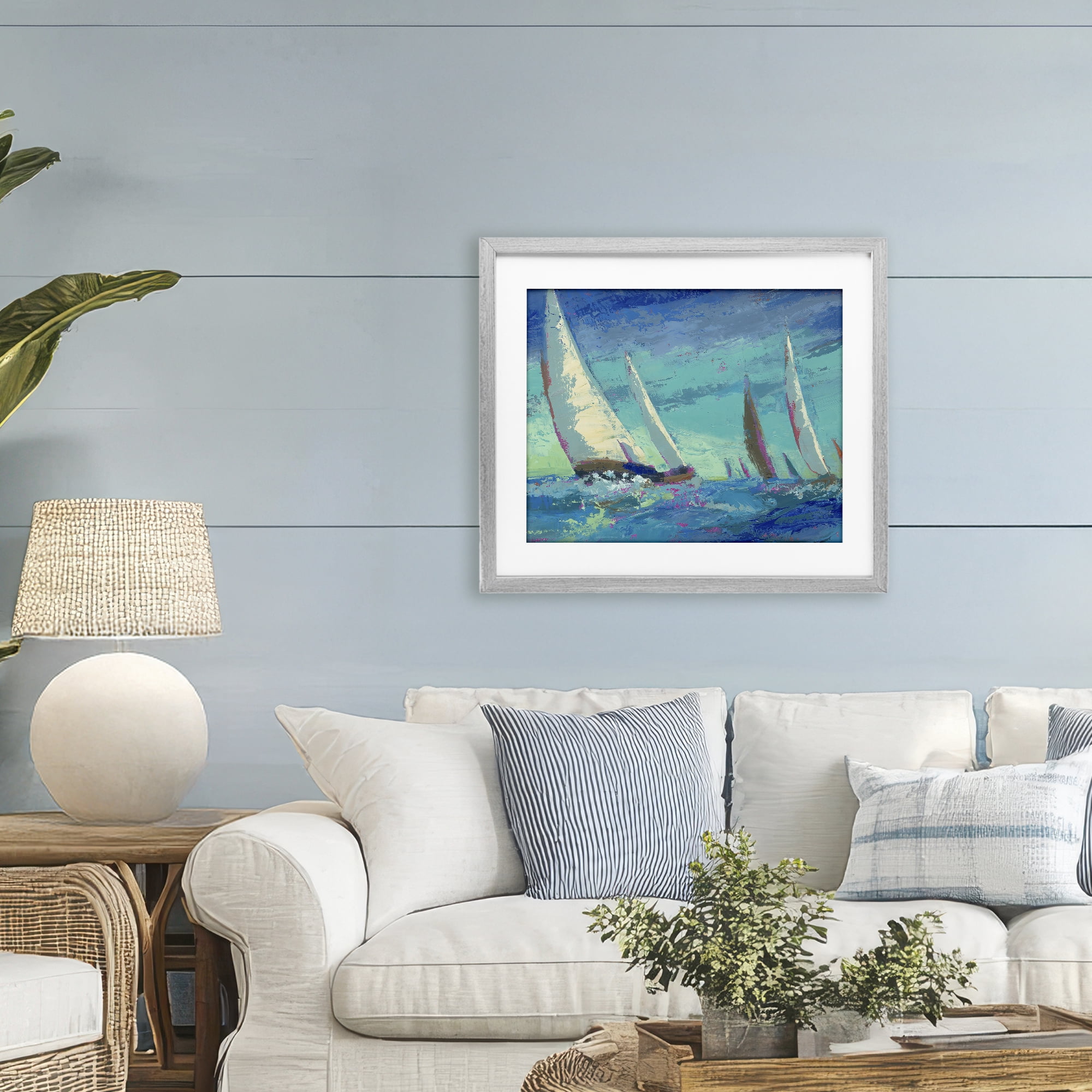 Stupell Industries Abstract Expression Regatta Gray Framed Print Under Glass, design by Beth A. Forst