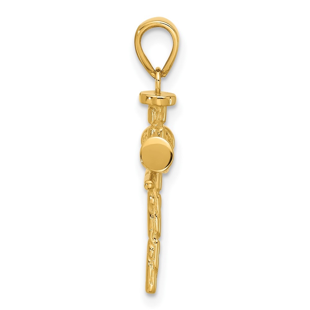 Auriga 14k Yellow Gold Polished and Textured Nails Cross Pendant for Women