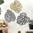 thumbnail image 2 of Zhuge 3 Pcs Wooden Palm Leaves Wall Art Tropical Leaf Wall Art Boho Plant Wall Decor for Living Room Kitchen Bedroom Vintage Plaque (Gold,Grey,Black), 2 of 4