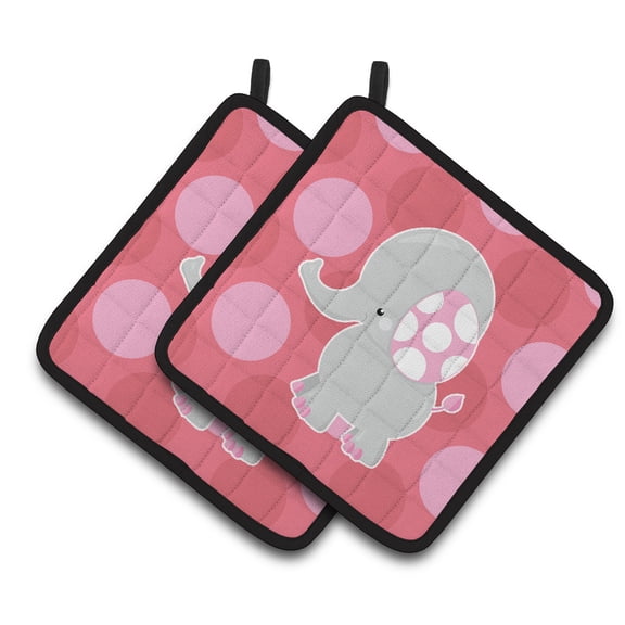 Caroline's Treasures Elephant Big Polkadots Pair of Pot Holders