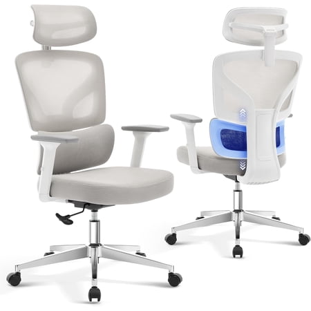 Ergonomic Mesh Office Chair with Adjustable Lumbar Headrest 3D Armrests - Swivel Task Chair for Home Office
