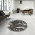 thumbnail image 4 of Ahgly Company Machine Washable Indoor Round Industrial Modern Black Area Rugs, 5' Round, 4 of 7