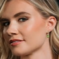 thumbnail image 4 of Gem Stone King 925 Silver and 10K Yellow Gold Green Peridot and White Lab Grown Diamond Earrings for Women | 5.73 Cttw | Gemstone August Birthstone | Oval 10X8MM, 4 of 6