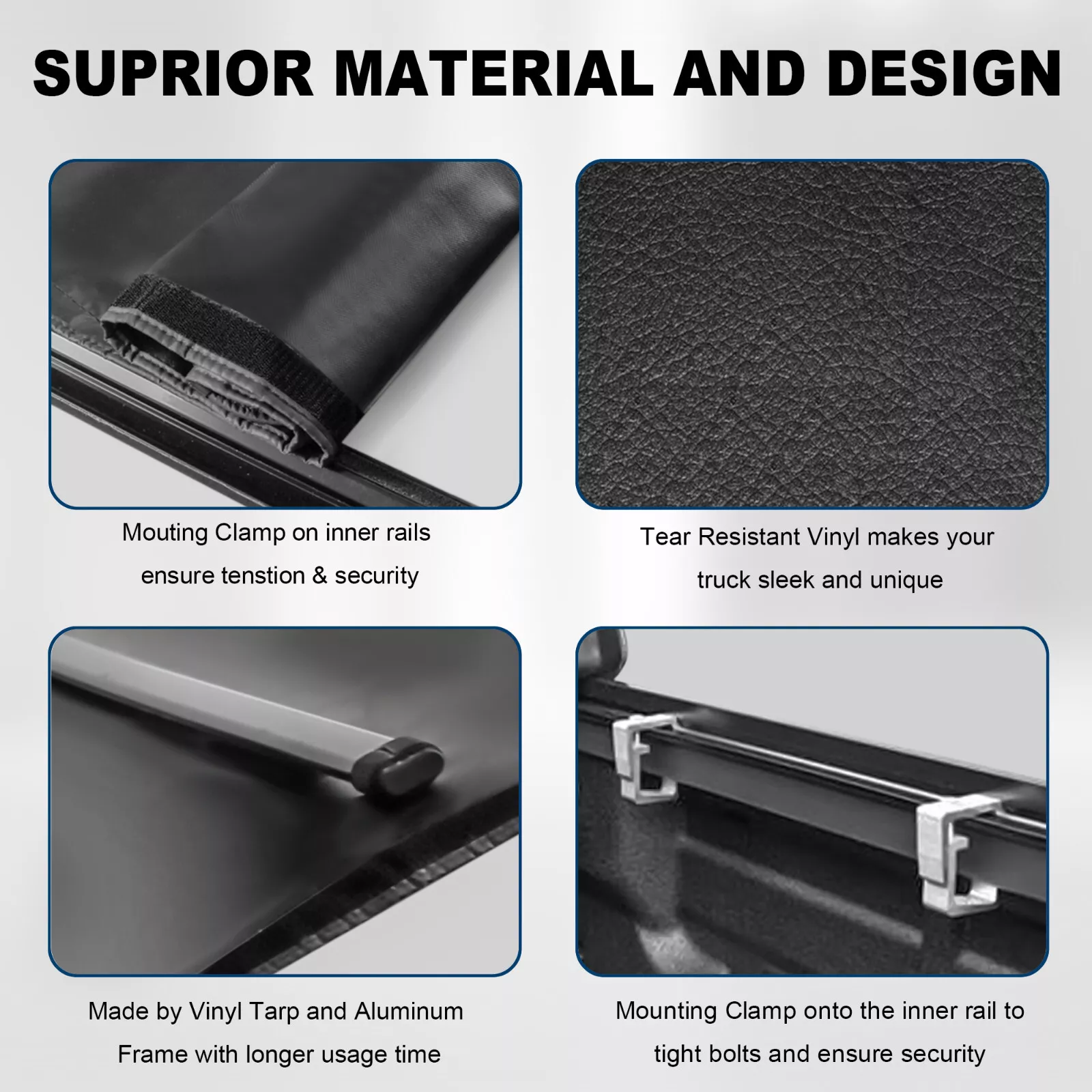 MOSTPLUS 8FT Roll Up Soft Truck Bed Tonneau Cover for 2014-2024 Toyota Tundra Waterproof
