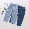 thumbnail image 2 of Boys Casual Jeans for Toddlers and Kids Lightweight Elastic Waist Comfortable Everyday Wear Spring Summer Loose Fit Pure Color Long Trousers for 2-12,Color:Light Blue,Size:3-4 Years, 2 of 5