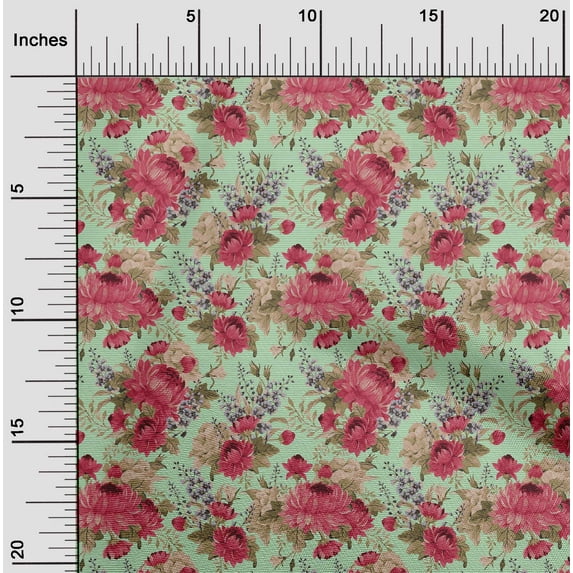oneOone Viscose Jersey Mint Fabric Stripe|Leaves & Floral Artistic Quilting Supplies Print Sewing Fabric By The Yard 60 Inch Wide