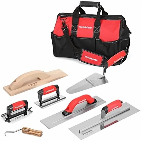 8 Pieces Masonry Hand Tool Set Includes Finishing Trowel, Gauging Trowel, Groover, Edger, Extruded Alloy Float, Wood Float and Wire Twister, Organized in Tool Bag$$Tools & Hardware Other
