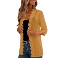 thumbnail image 4 of Turilly Womens Casual Lace Trim Chiffon Open Front Cardigans 3/4 Sleeve Lightweight Layering Shrug, 4 of 6