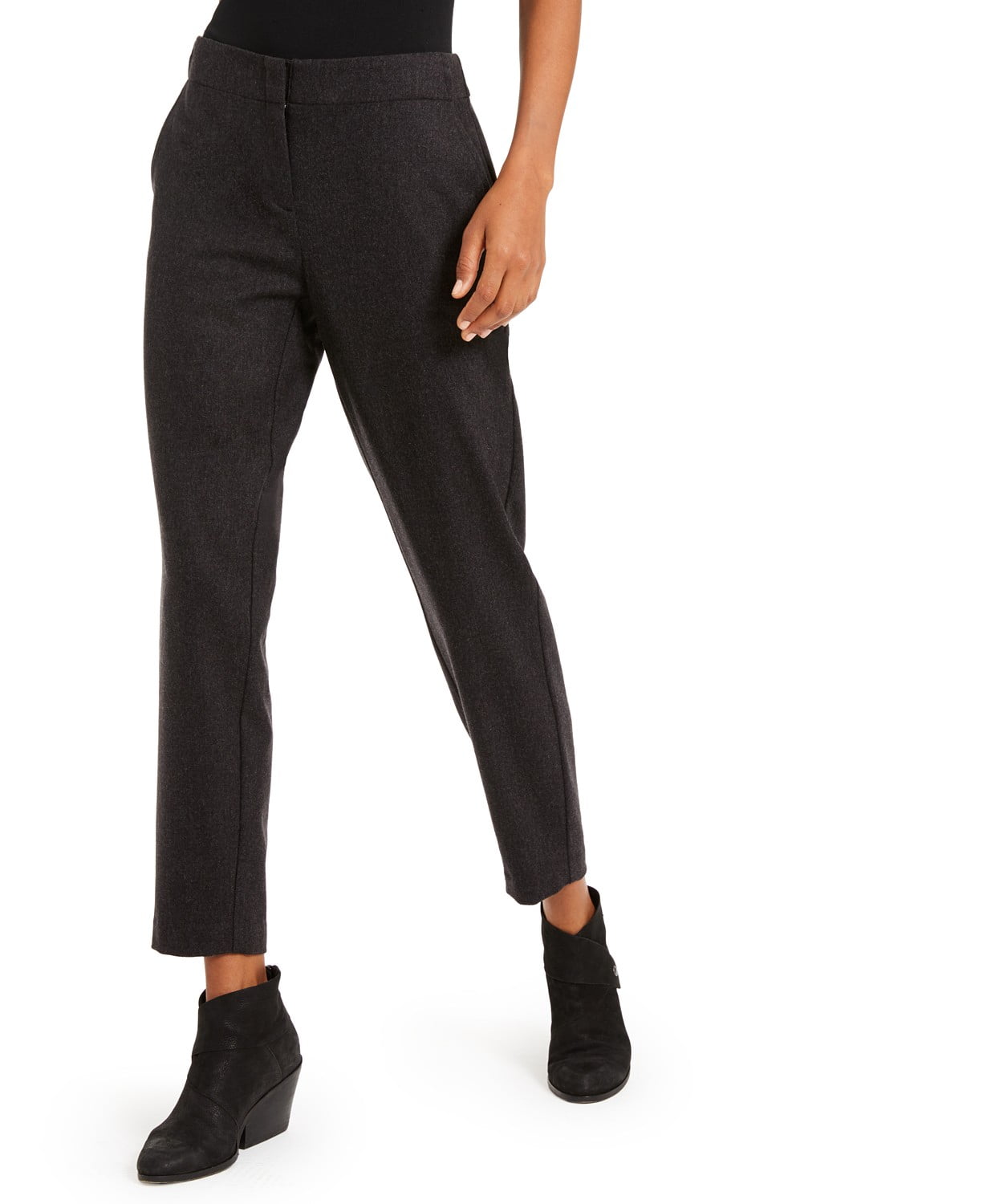 Tapered Ankle Wool Pants, Char Grey 